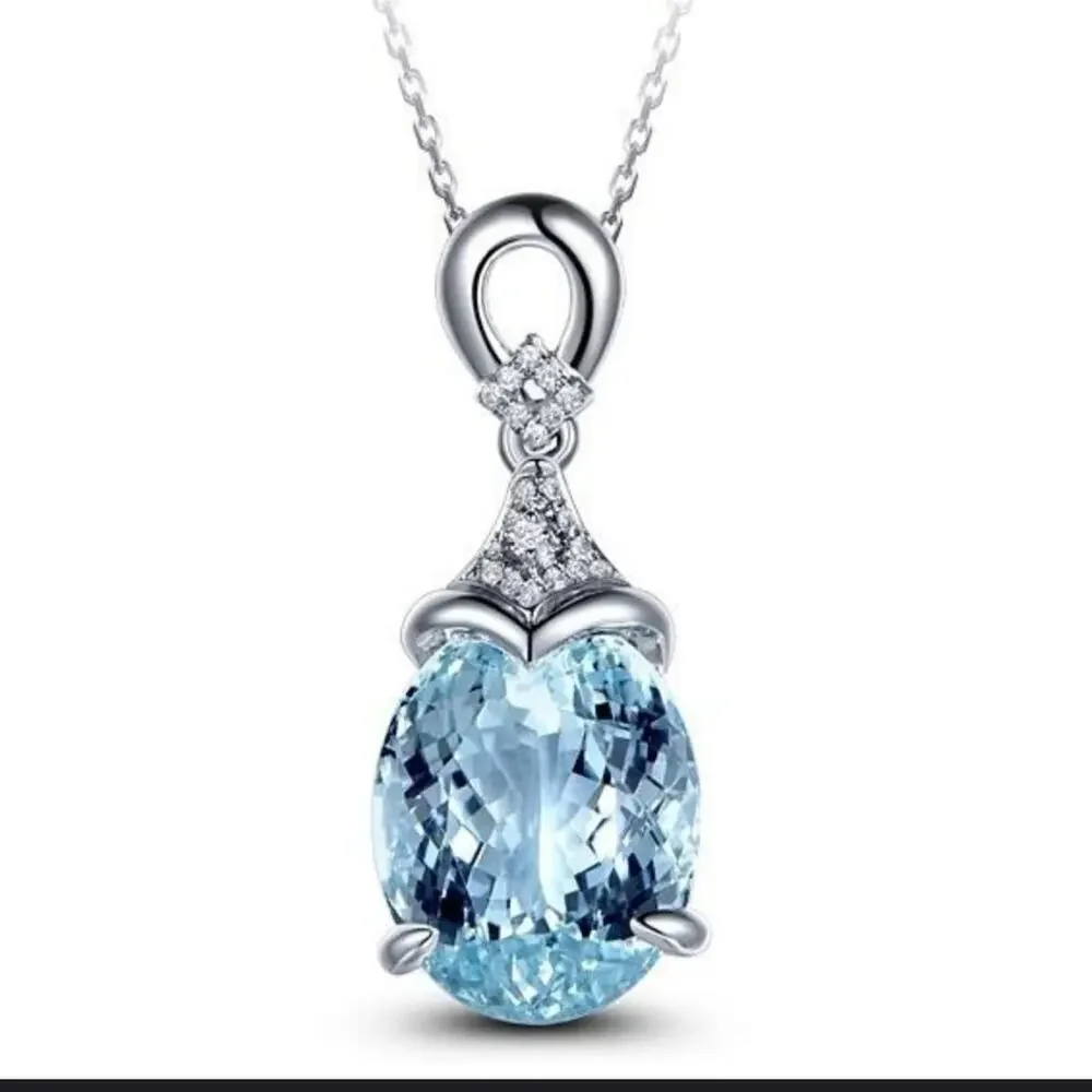 Sterling Silver Aquamarine Charm Necklace